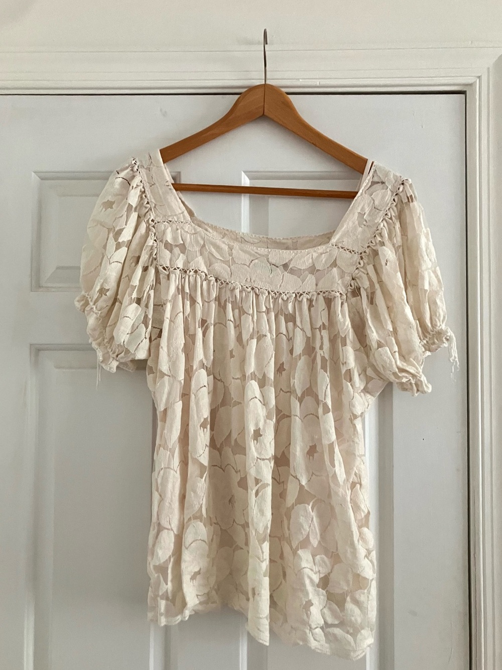 Anthropologie Trulli Lace Boho Y2K Girly Cottagecore Peasant Blouse-size Large